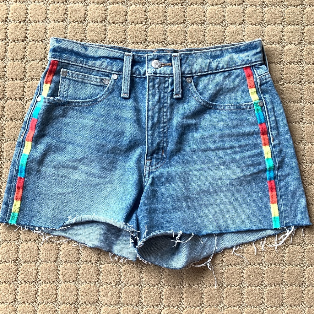 NWT J Crew Denim Shorts with Rainbow Trim, size 27